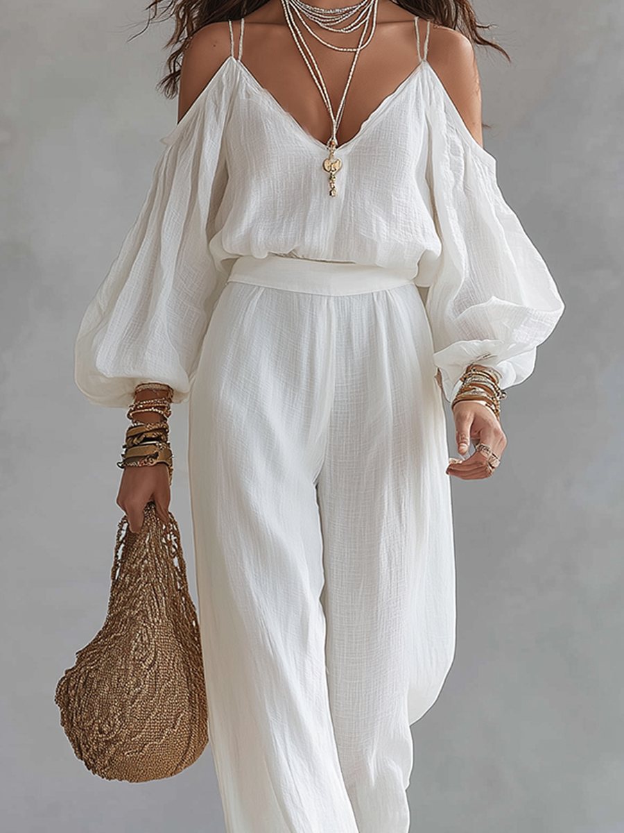 Celeste White Linen Co-ord Set