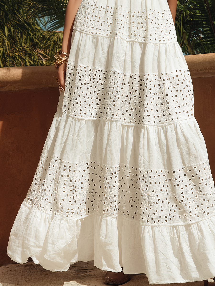 Bridget White Linen Sleeveless Maxi Dress