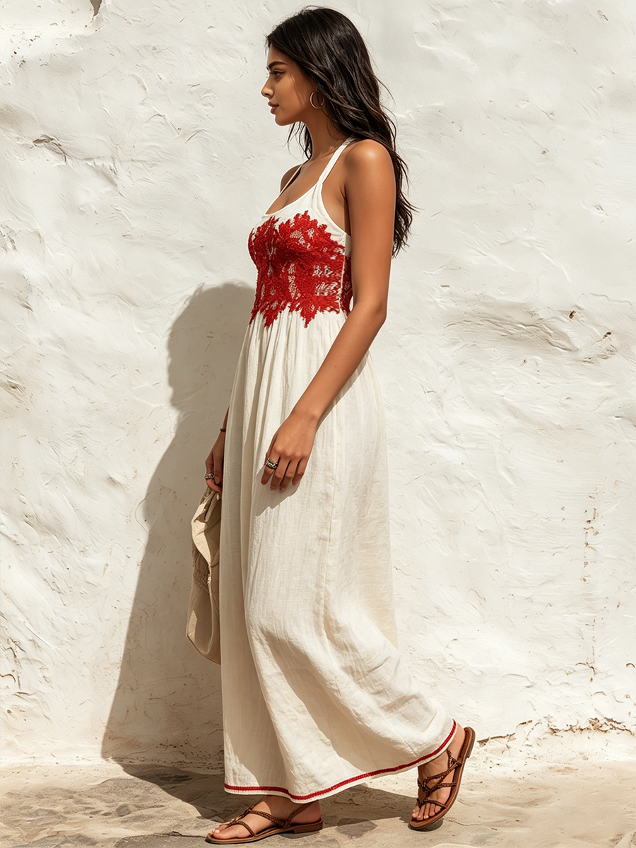 Ffion Linen Lace Maxi Dress