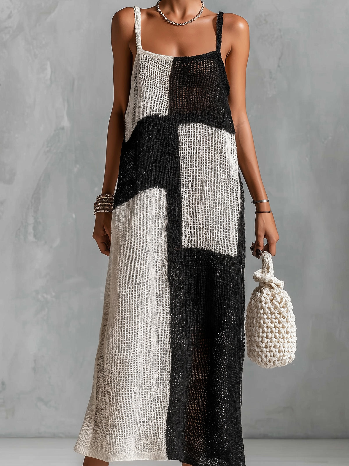 Iris Black Knit Sleeveless Maxi Dress