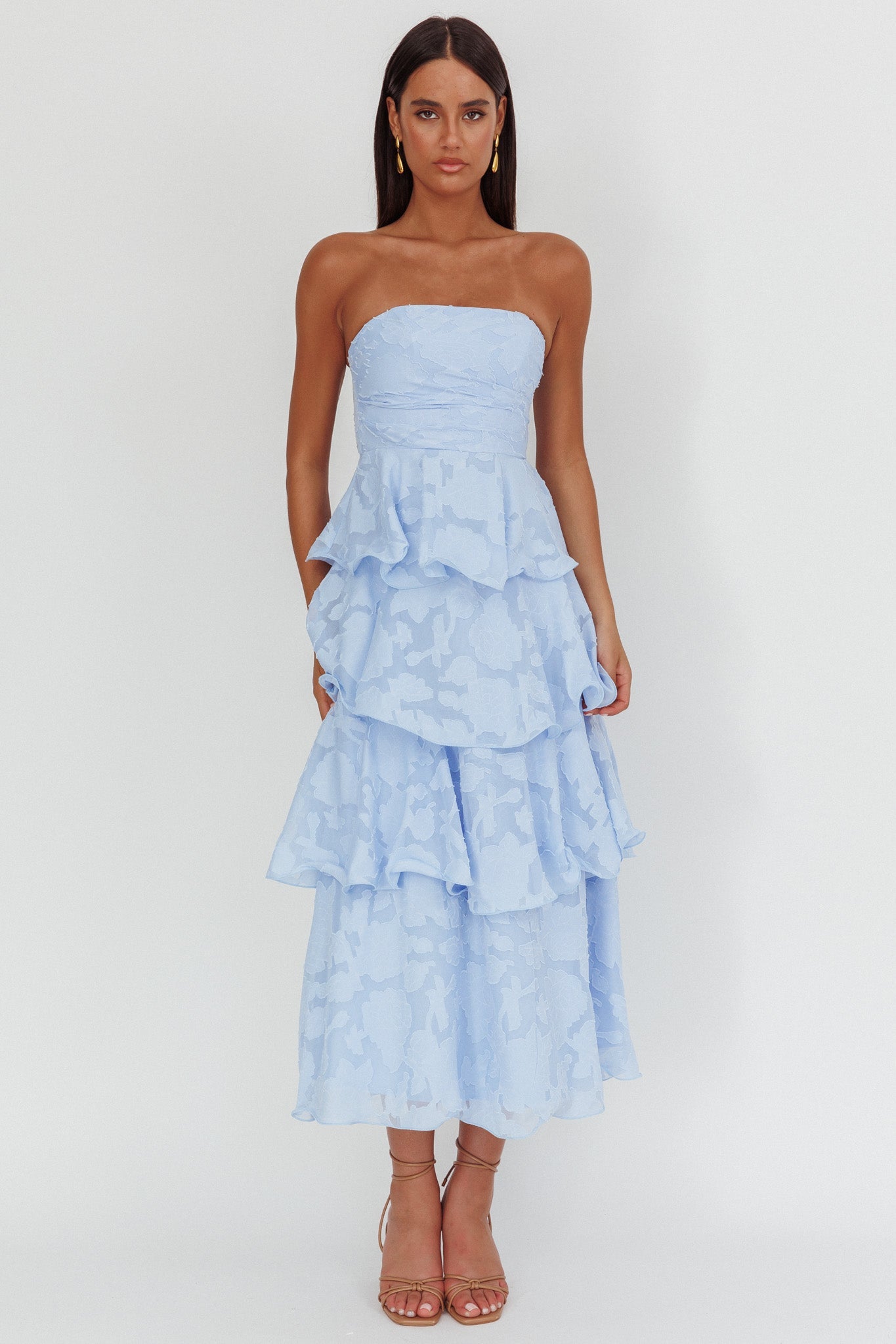 Annouchka Blue Strapless Midi Dress