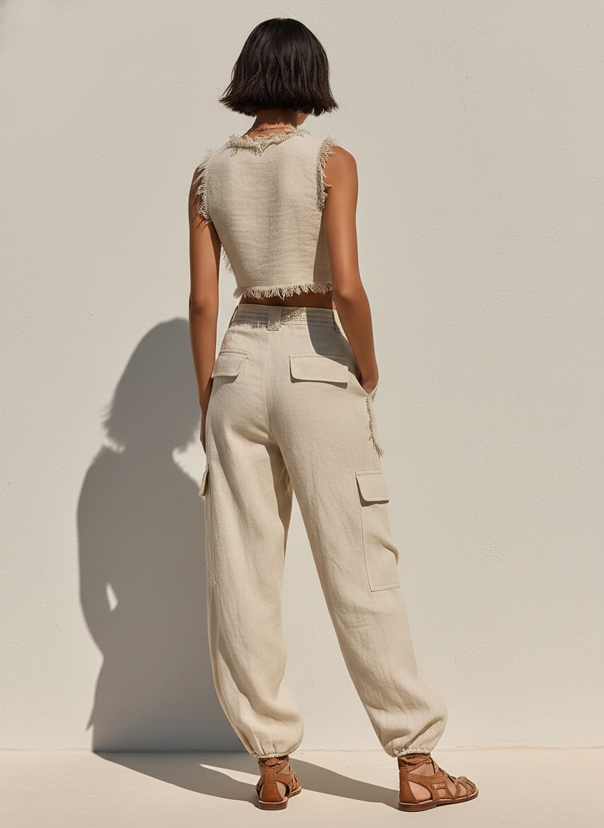 Una Beige Linen Co-ord Set