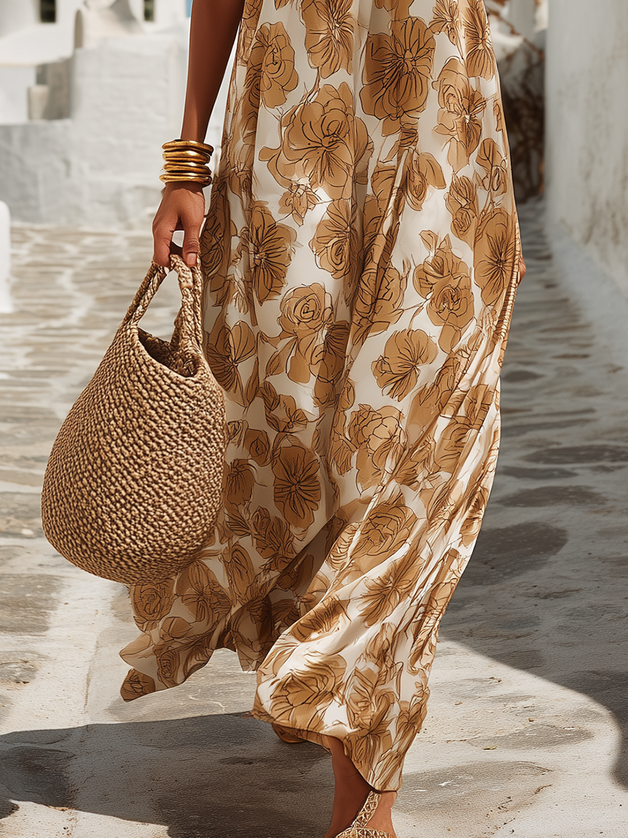 Serephina Satin Floral Maxi Dress