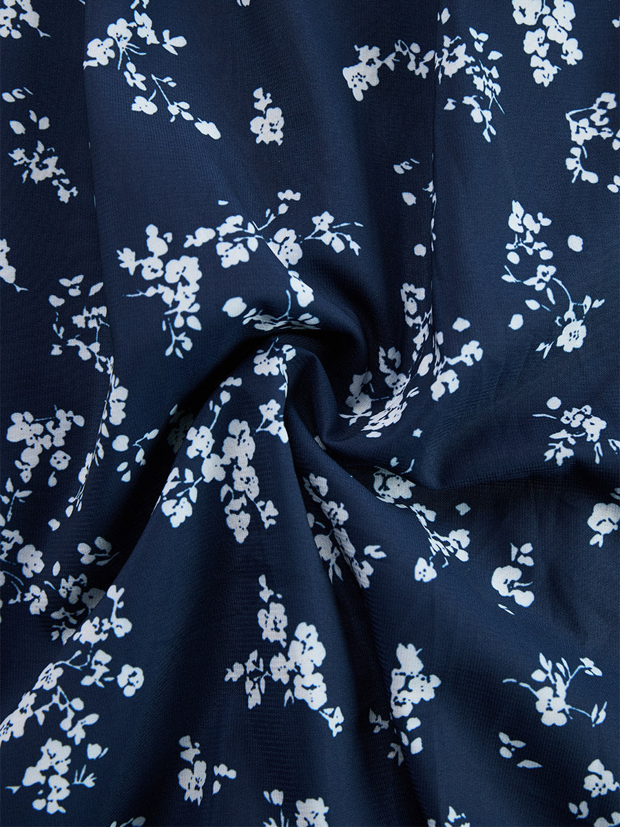 Thora Blue Chiffon Floral Maxi Dress