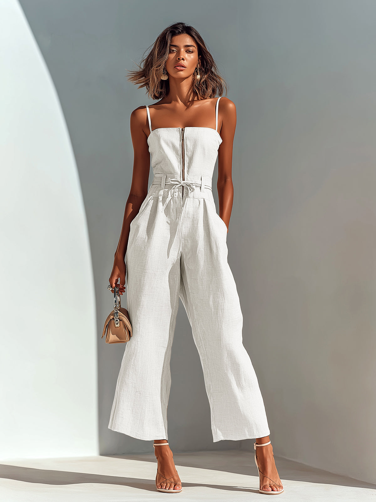 Freya Linen Sleeveless Jumpsuit