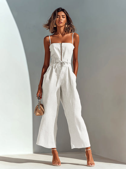 Freya Linen Sleeveless Jumpsuit