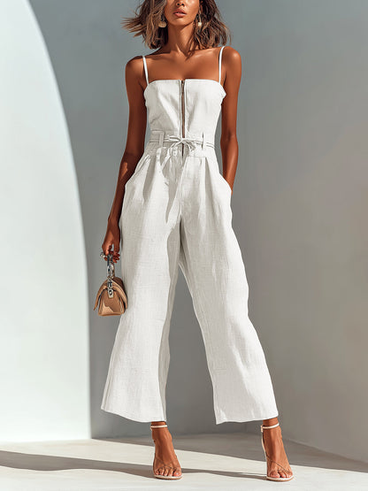 Freya Linen Sleeveless Jumpsuit