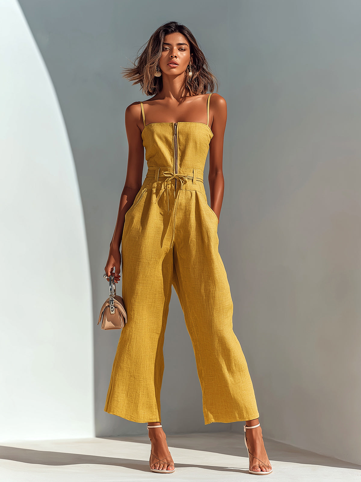 Freya Linen Sleeveless Jumpsuit