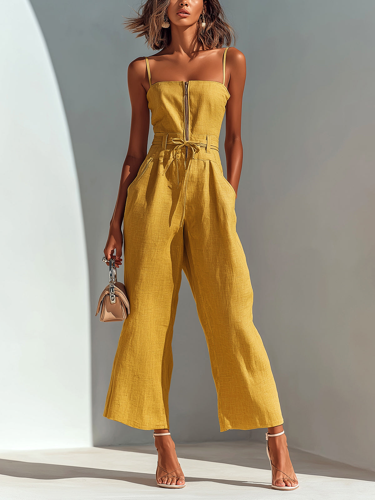 Freya Linen Sleeveless Jumpsuit