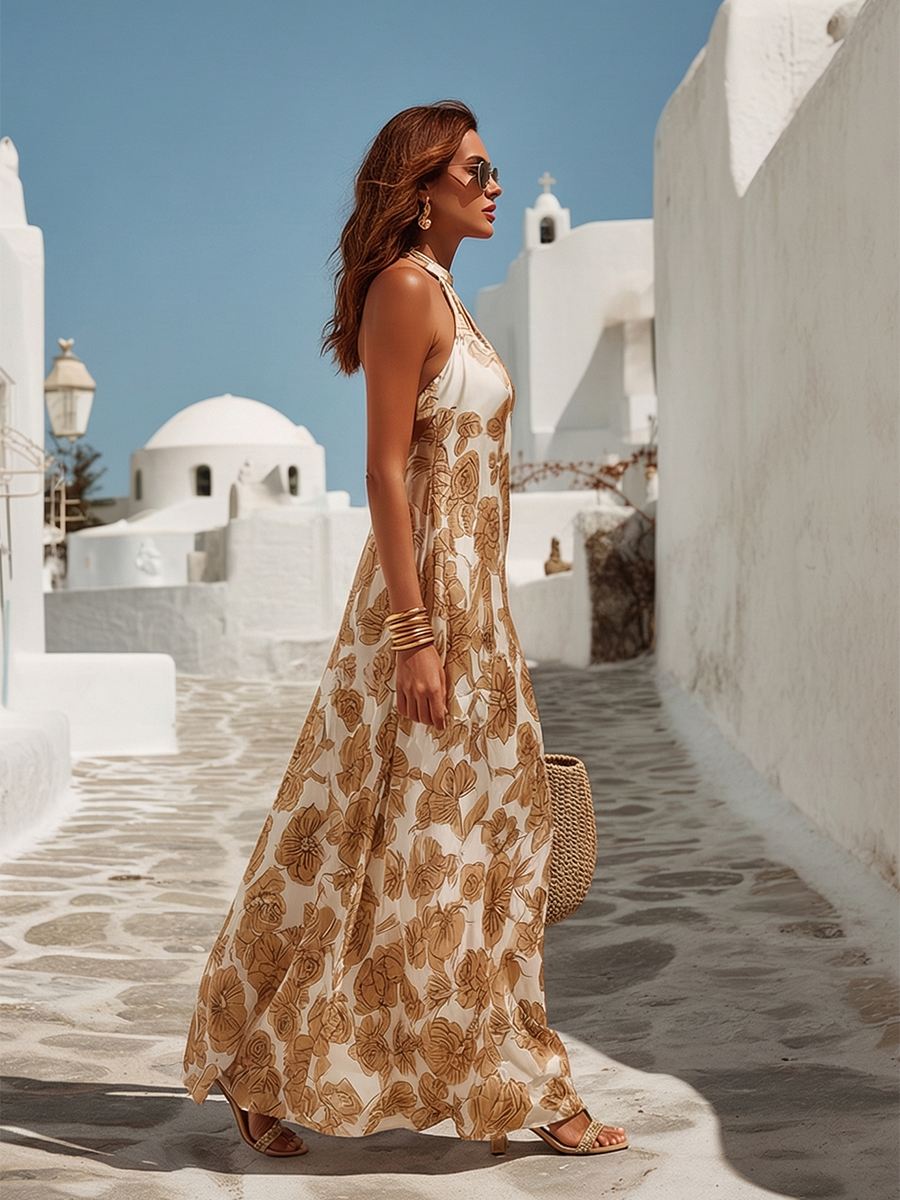 Serephina Satin Floral Maxi Dress
