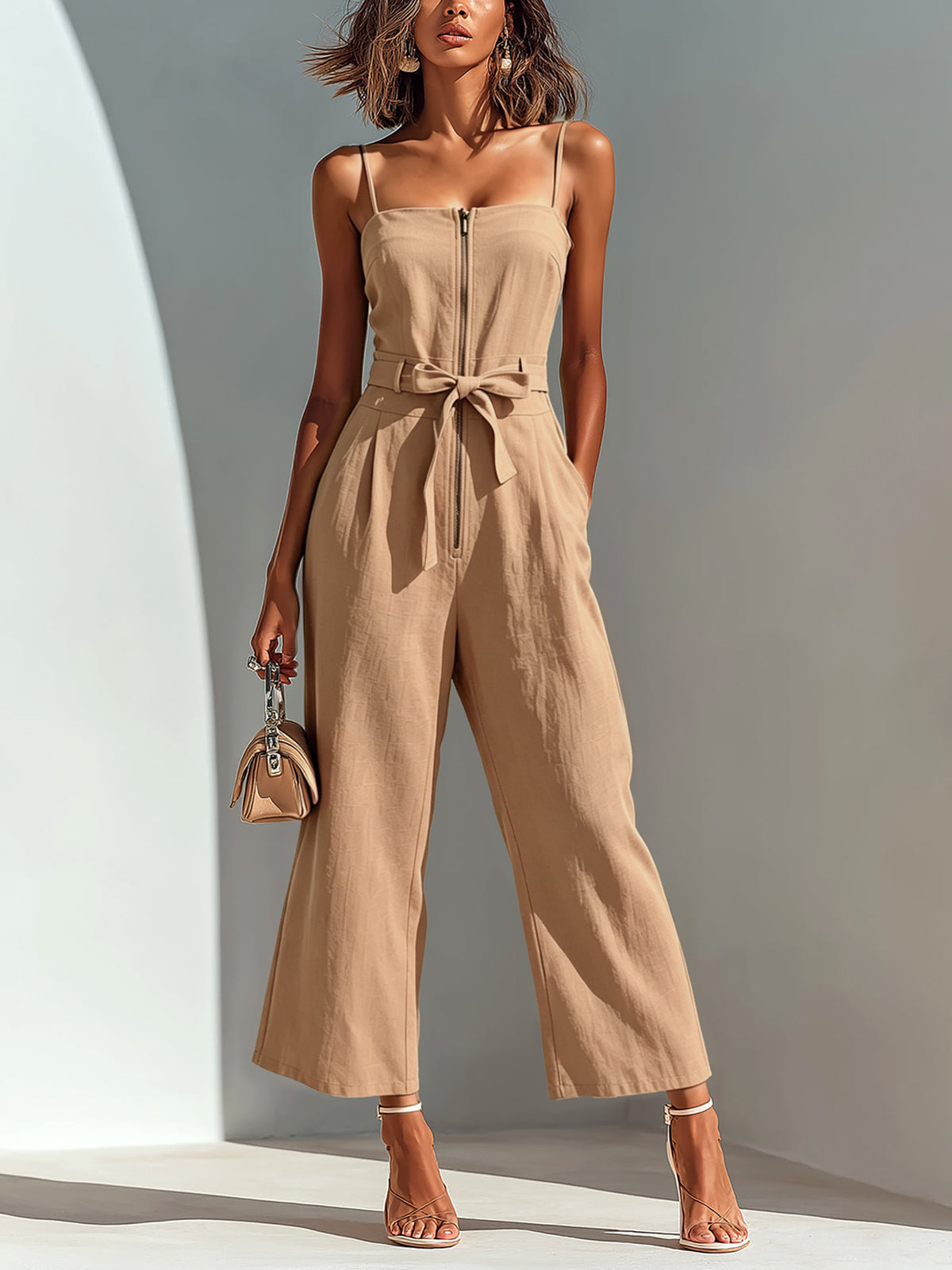 Freya Linen Sleeveless Jumpsuit