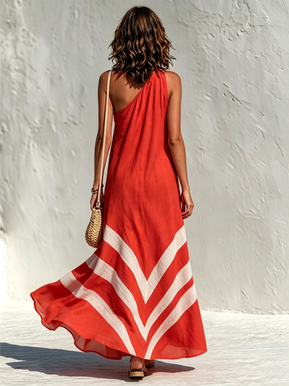 Arden Linen One Shoulder Maxi Dress