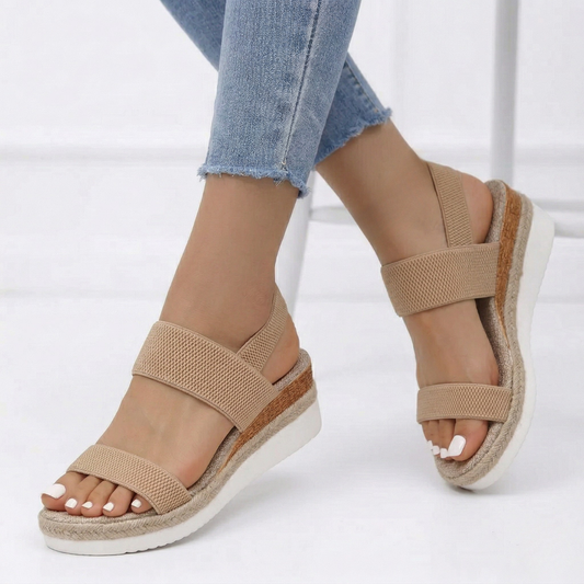 Women’s Stretch Elastic Strap Platform Wedge Sandals