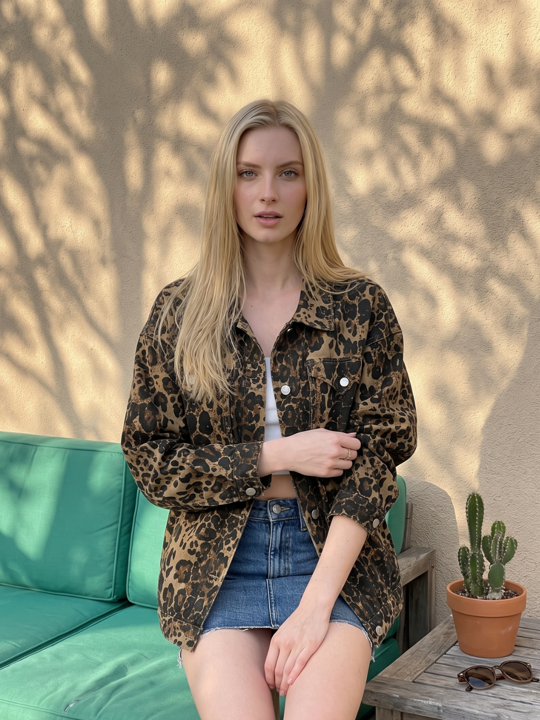 YARETZI Women's Long Sleeve Washed Denim Button-Front Shacket