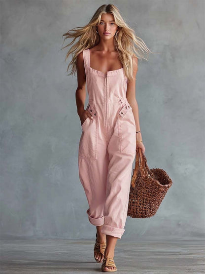 Betty Yellow Square Neck Jumpsuit