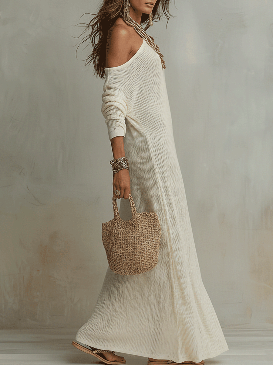 Seraphina Ivory One Shoulder Maxi Dress