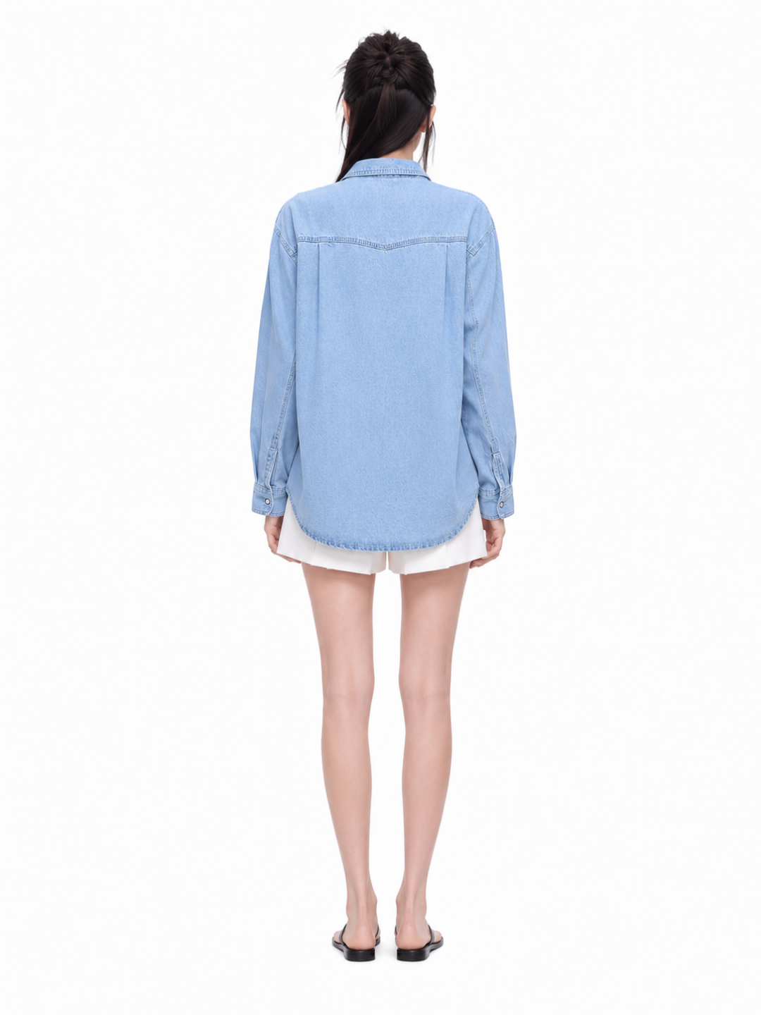 ZARIA Women's Long Sleeve Washed Denim Button-Front Shirt