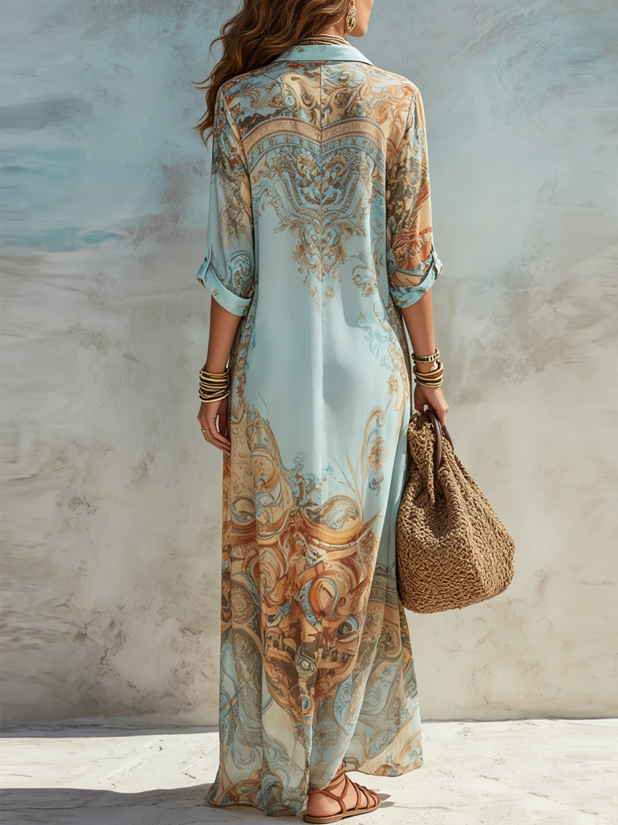 Rosalie Blue Chiffon Floral Maxi Dress