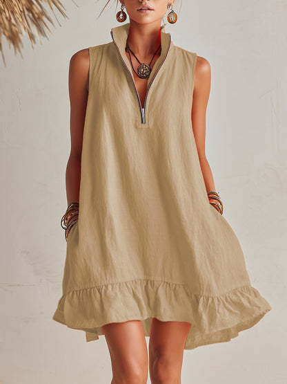 Esme Orange Linen Ruffle Mini Dress