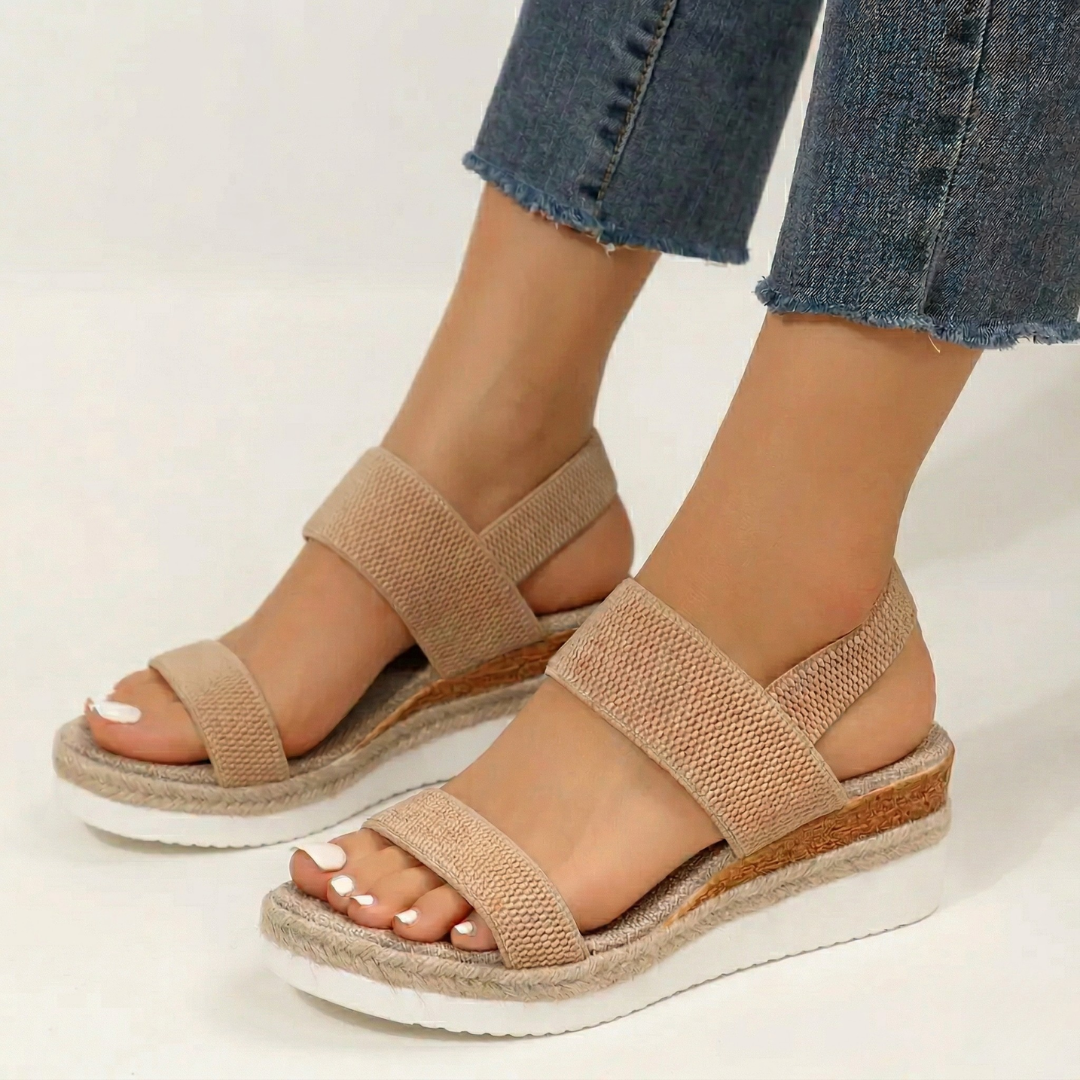 Women’s Stretch Elastic Strap Platform Wedge Sandals