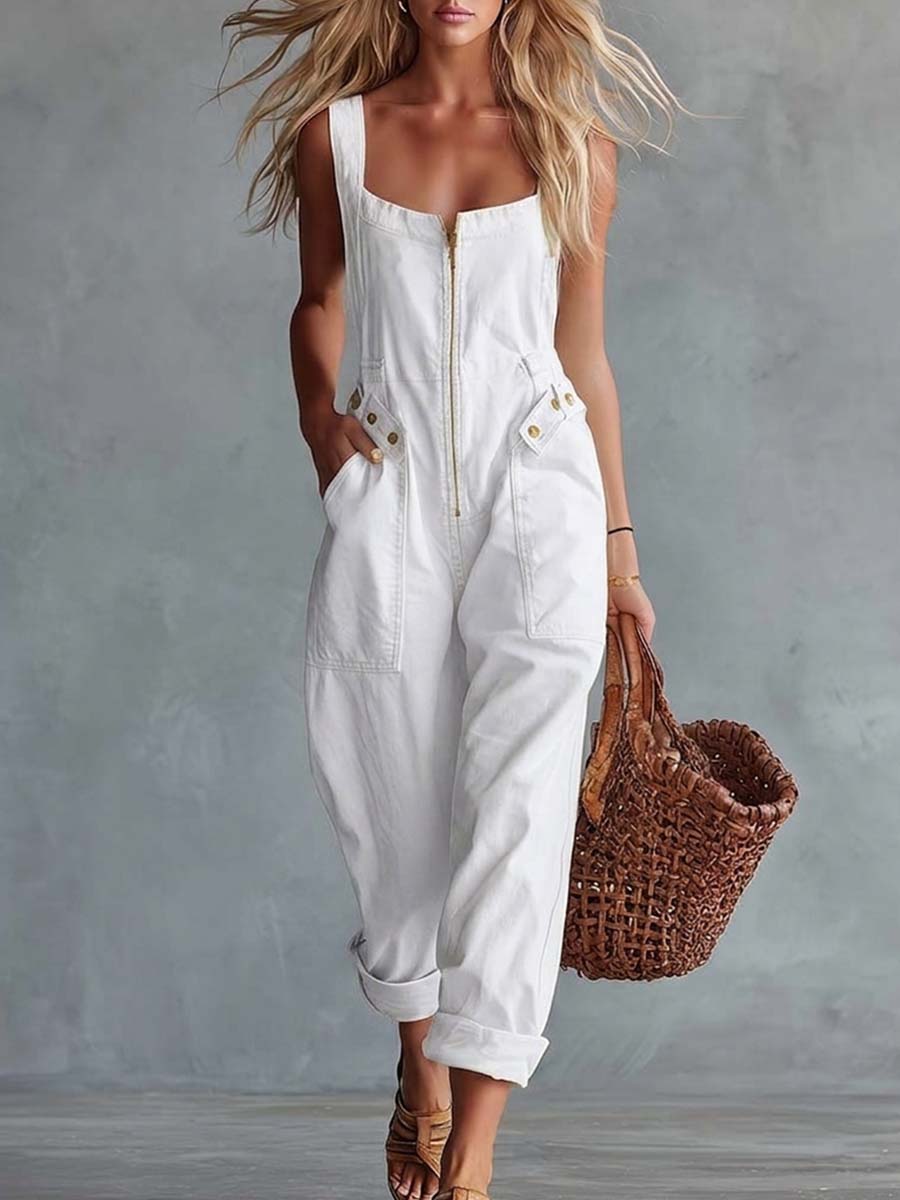 Betty Yellow Square Neck Jumpsuit
