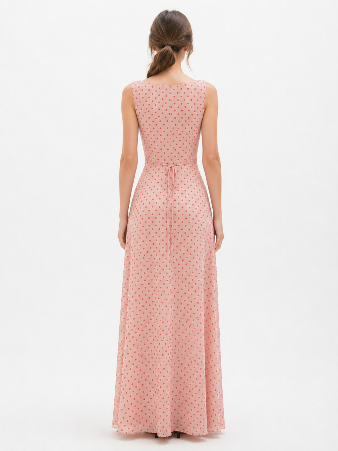 CORALIE Women's Sleeveless Polka Dot V-Neck Maxi Dress