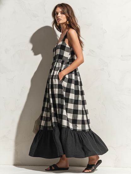 Lottie Linen Ruffle Maxi Dress