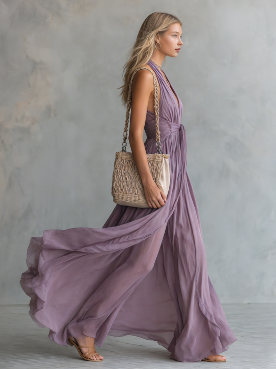 Edith Chiffon Halter Maxi Dress