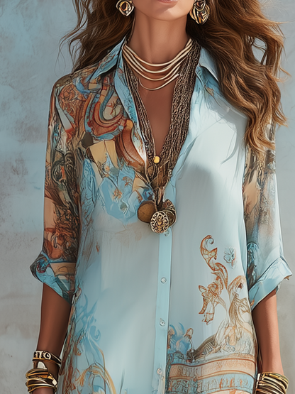 Rosalie Blue Chiffon Floral Maxi Dress