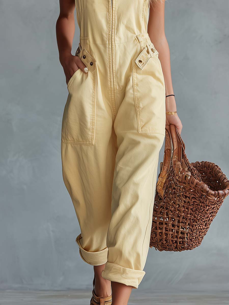 Betty Yellow Square Neck Jumpsuit