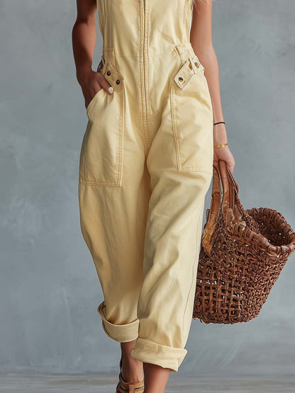 Betty Yellow Square Neck Jumpsuit