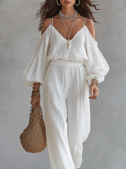 Celeste White Linen Co-ord Set