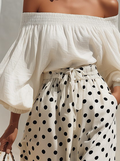 Bristol White Off-Shoulder Co-ord Set