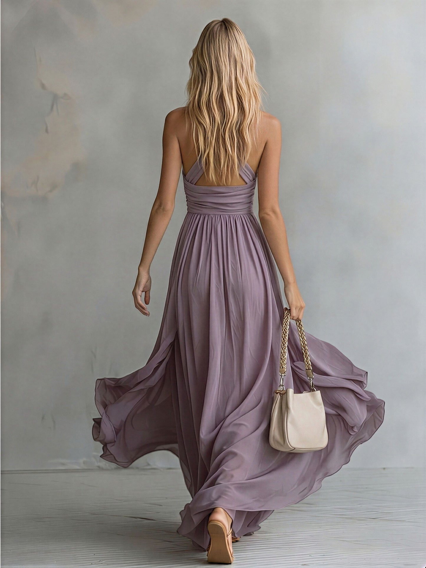 Edith Chiffon Halter Maxi Dress