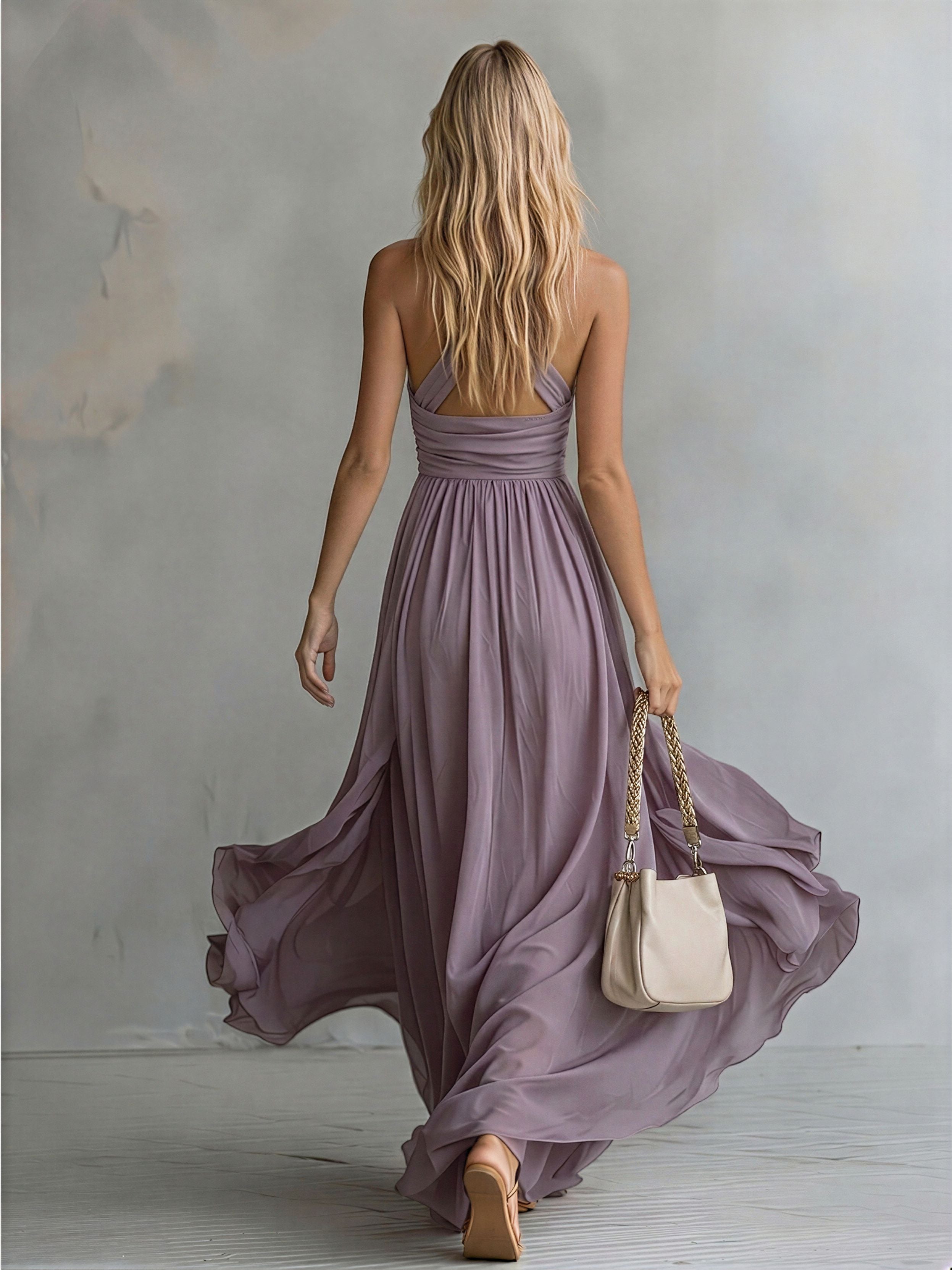 Edith Chiffon Halter Maxi Dress