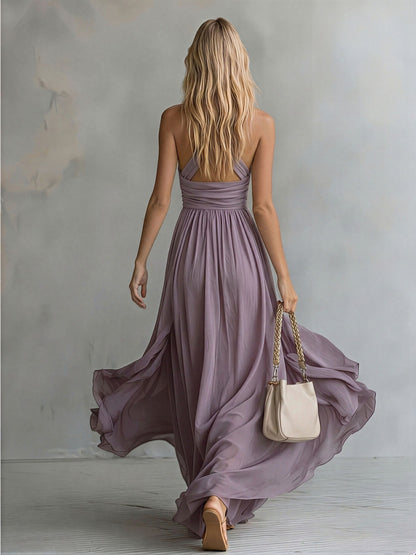 Edith Chiffon Halter Maxi Dress
