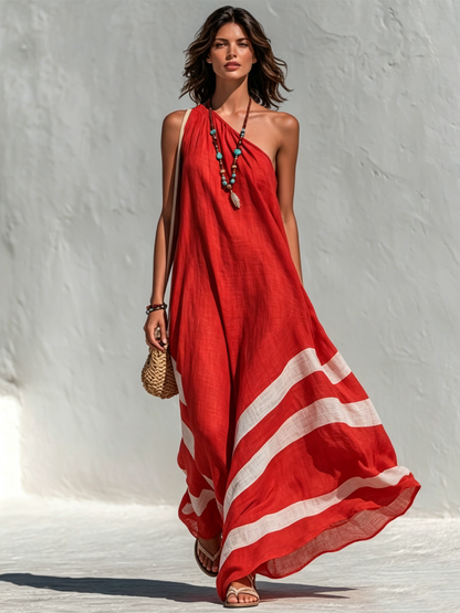 Arden Linen One Shoulder Maxi Dress