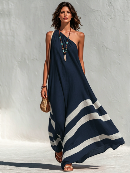 Arden Linen One Shoulder Maxi Dress