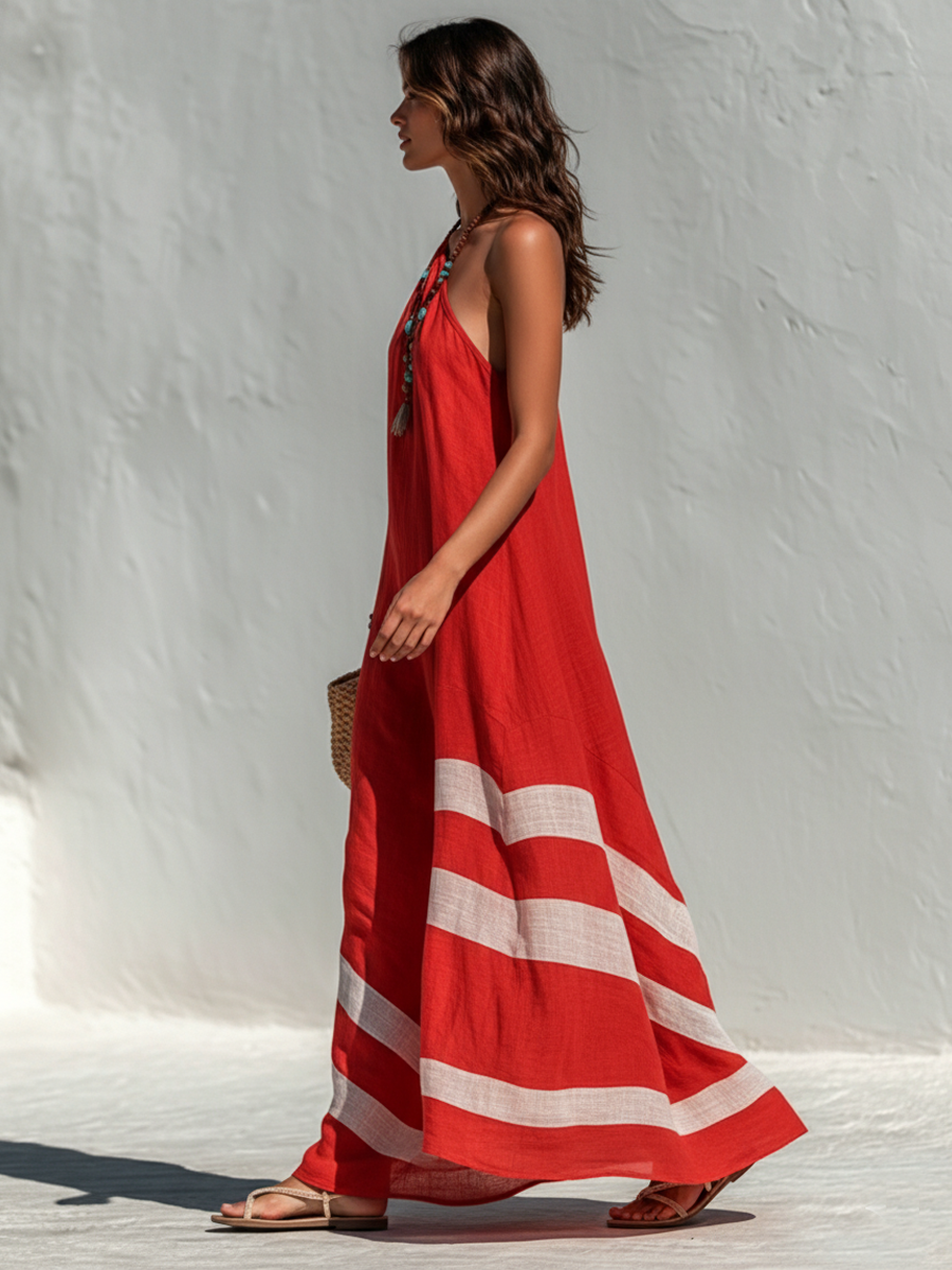 Arden Linen One Shoulder Maxi Dress