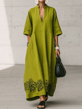 Blythe Linen V-Neck Maxi Dress