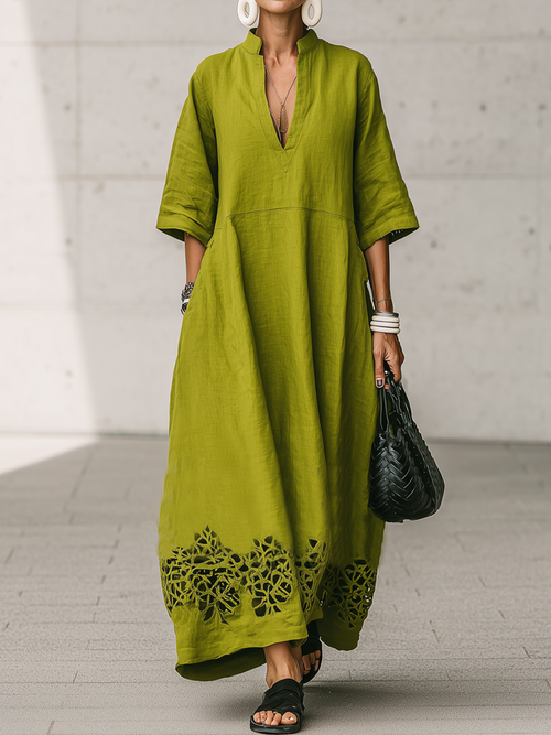 Blythe Linen V-Neck Maxi Dress