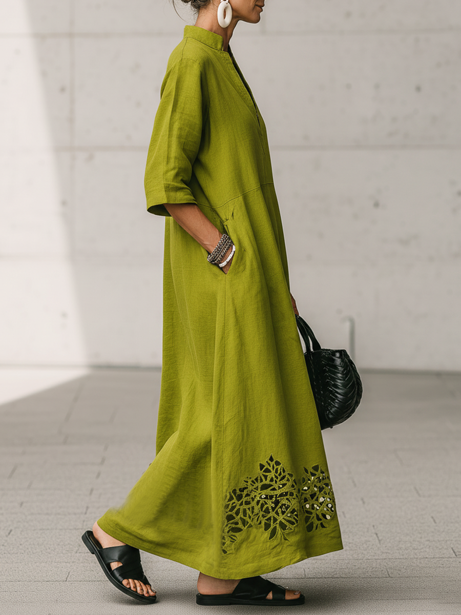 Blythe Linen V-Neck Maxi Dress