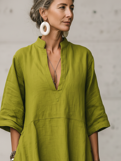 Blythe Linen V-Neck Maxi Dress