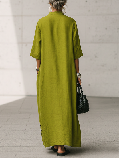 Blythe Linen V-Neck Maxi Dress