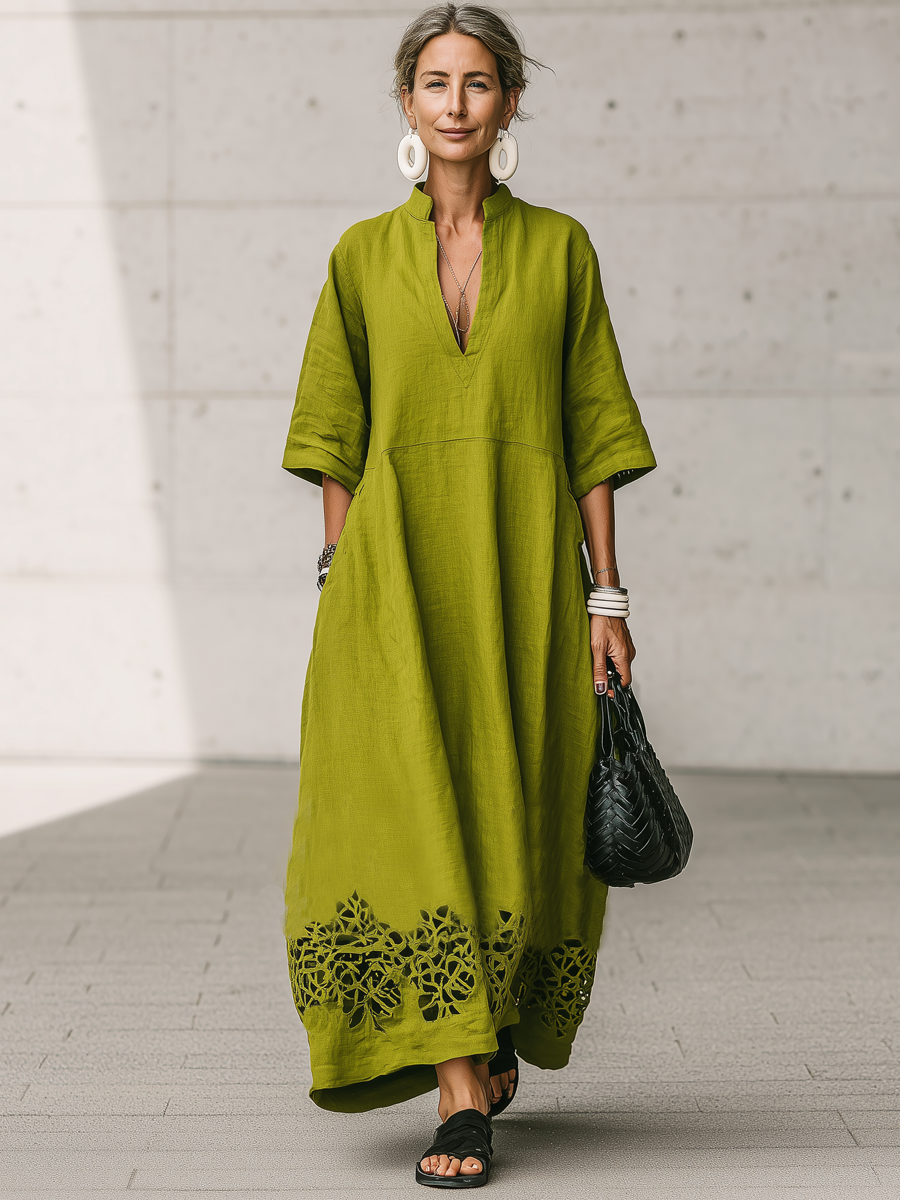Blythe Linen V-Neck Maxi Dress