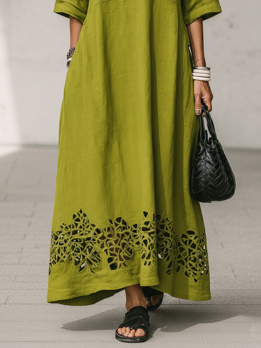 Blythe Linen V-Neck Maxi Dress