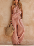 Priya Pink Linen One Shoulder Co-ord Set