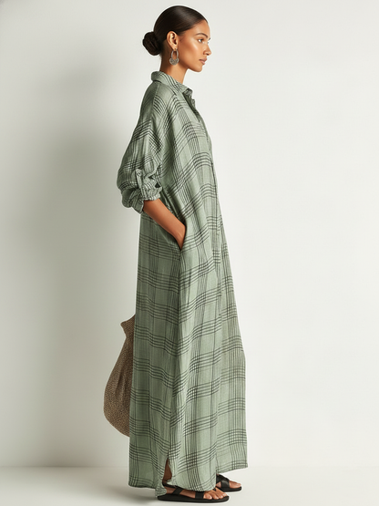 Vera Linen Long Sleeve Midi Dress