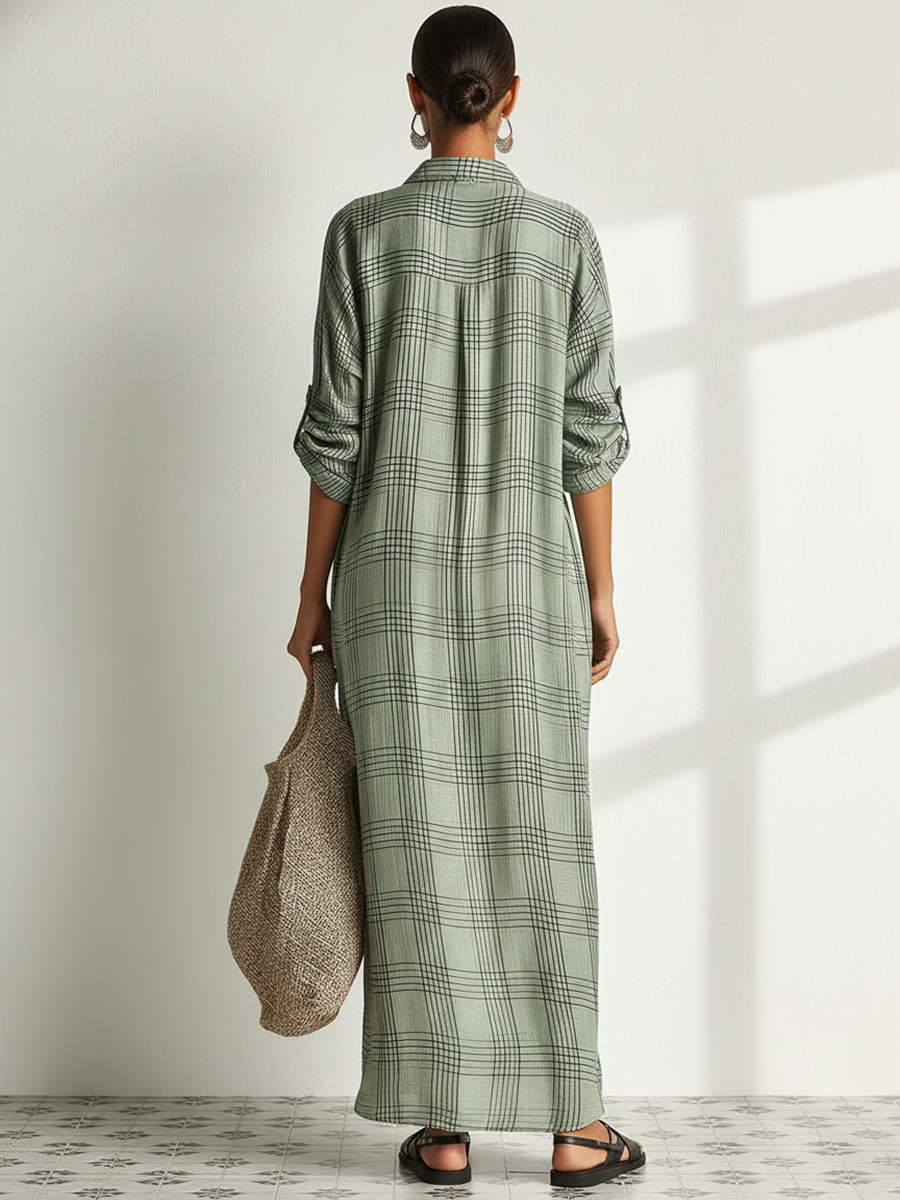 Vera Linen Long Sleeve Midi Dress