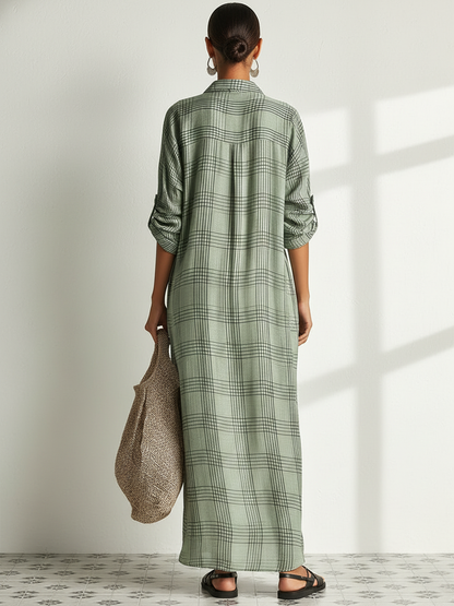 Vera Linen Long Sleeve Midi Dress